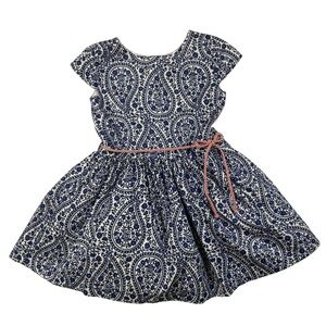 Carter's Sateen Navy Blue and White Paisley Kids Dress | Size 2T